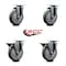 Service Caster 5'' Gray Poly Wheel Swivel Top Plate Caster Set with 2 Posi Brakes, 4PK SCC-20S514-PPUB-2-PLB-2 - alternate 5